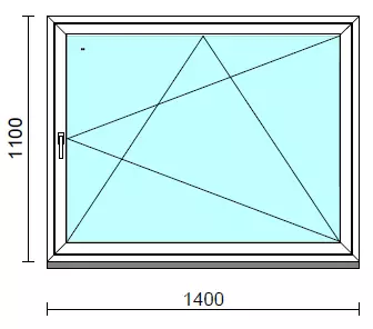 Bukó-nyíló ablak.  140x110 cm (Rendelhető méretek: szélesség 135-144 cm, magasság 105-114 cm.)  New Balance 85 profilból
