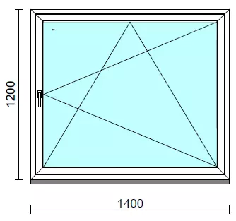 Bukó-nyíló ablak.  140x120 cm (Rendelhető méretek: szélesség 135-144 cm, magasság 115-124 cm.)  New Balance 85 profilból