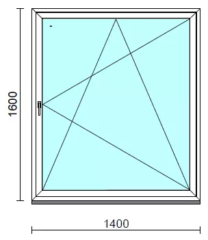 Bukó-nyíló ablak.  140x160 cm (Rendelhető méretek: szélesség 135-140 cm, magasság 155-160 cm.)   Green 76 profilból
