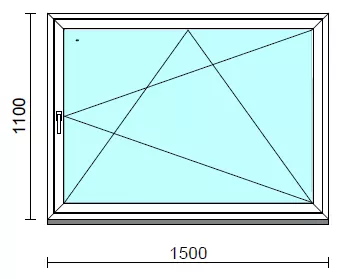 Bukó-nyíló ablak.  150x110 cm (Rendelhető méretek: szélesség 145-150 cm, magasság -114 cm.)  New Balance 85 profilból