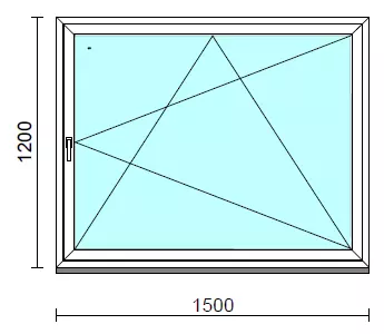 Bukó-nyíló ablak.  150x120 cm (Rendelhető méretek: szélesség 145-150 cm, magasság 115-124 cm.)  New Balance 85 profilból