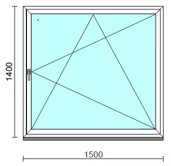 Bukó-nyíló ablak.  150x140 cm (Rendelhető méretek: szélesség 145-150 cm, magasság 135-144 cm.)  New Balance 85 profilból