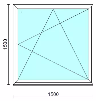 Bukó-nyíló ablak.  150x150 cm (Rendelhető méretek: szélesség 145-150 cm, magasság 145-150 cm.)  New Balance 85 profilból