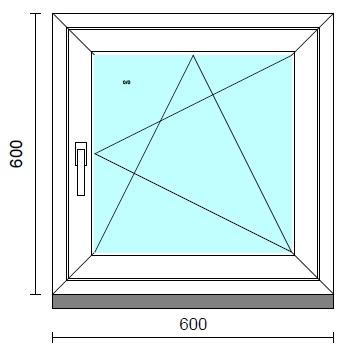 Bukó-nyíló ablak.   60x 60 cm (Rendelhető méretek: szélesség 55- 64 cm, magasság 55- 64 cm.)  New Balance 85 profilból