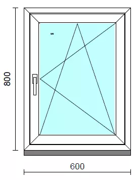 Bukó-nyíló ablak.   60x 80 cm (Rendelhető méretek: szélesség 55- 64 cm, magasság 75- 84 cm.) Deluxe A85 profilból