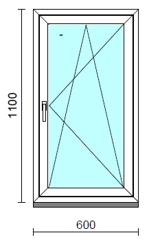 Bukó-nyíló ablak.   60x110 cm (Rendelhető méretek: szélesség 55- 64 cm, magasság 105-114 cm.) Deluxe A85 profilból