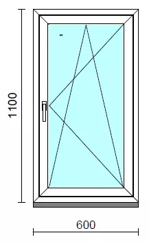 Bukó-nyíló ablak.   60x110 cm (Rendelhető méretek: szélesség 55- 64 cm, magasság 105-114 cm.)   Green 76 profilból