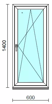 Bukó-nyíló ablak.   60x140 cm (Rendelhető méretek: szélesség 55- 64 cm, magasság 135-144 cm.)  New Balance 85 profilból