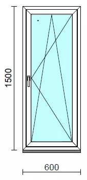 Bukó-nyíló ablak.   60x150 cm (Rendelhető méretek: szélesség 55- 64 cm, magasság 145-154 cm.) Deluxe A85 profilból