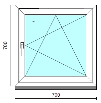 Bukó-nyíló ablak.   70x 70 cm (Rendelhető méretek: szélesség 65- 74 cm, magasság 65- 74 cm.)   Green 76 profilból