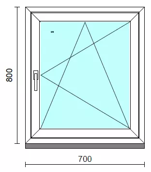 Bukó-nyíló ablak.   70x 80 cm (Rendelhető méretek: szélesség 65- 74 cm, magasság 75- 84 cm.)   Green 76 profilból
