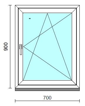 Bukó-nyíló ablak.   70x 90 cm (Rendelhető méretek: szélesség 65- 74 cm, magasság 85- 94 cm.)   Green 76 profilból
