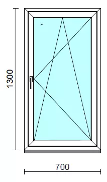 Bukó-nyíló ablak.   70x130 cm (Rendelhető méretek: szélesség 65- 74 cm, magasság 125-134 cm.) Deluxe A85 profilból