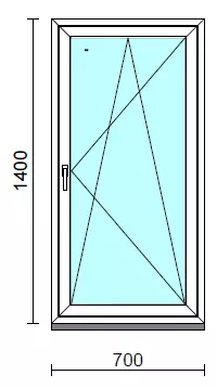 Bukó-nyíló ablak.   70x140 cm (Rendelhető méretek: szélesség 65- 74 cm, magasság 135-144 cm.)  New Balance 85 profilból
