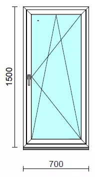 Bukó-nyíló ablak.   70x150 cm (Rendelhető méretek: szélesség 65- 74 cm, magasság 145-154 cm.)  New Balance 85 profilból