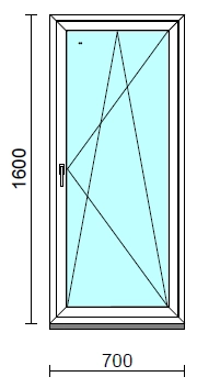 Bukó-nyíló ablak.   70x160 cm (Rendelhető méretek: szélesség 65- 74 cm, magasság 155-164 cm.) Deluxe A85 profilból