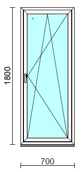 Bukó-nyíló ablak.   70x180 cm (Rendelhető méretek: szélesség 65- 74 cm, magasság 175-180 cm.)  New Balance 85 profilból