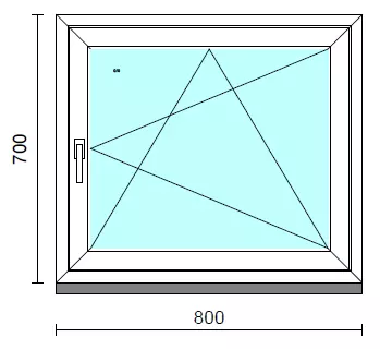 Bukó-nyíló ablak.   80x 70 cm (Rendelhető méretek: szélesség 75- 84 cm, magasság 65- 74 cm.) Deluxe A85 profilból