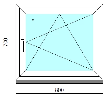 Bukó-nyíló ablak   80x 70 cm   Green 76 profilból