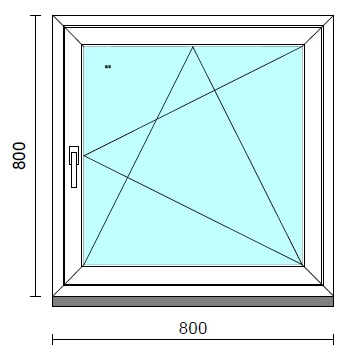 Bukó-nyíló ablak.   80x 80 cm (Rendelhető méretek: szélesség 75- 84 cm, magasság 75- 84 cm.)   Green 76 profilból