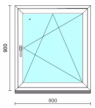 Bukó-nyíló ablak.   80x 90 cm (Rendelhető méretek: szélesség 75- 84 cm, magasság 85- 94 cm.)   Green 76 profilból
