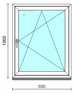 Bukó-nyíló ablak.   80x100 cm (Rendelhető méretek: szélesség 75- 84 cm, magasság 95-104 cm.)  New Balance 85 profilból