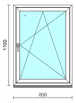 Bukó-nyíló ablak.   80x110 cm (Rendelhető méretek: szélesség 75- 84 cm, magasság 105-114 cm.) Deluxe A85 profilból
