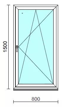 Bukó-nyíló ablak.   80x150 cm (Rendelhető méretek: szélesség 75- 84 cm, magasság 145-154 cm.) Deluxe A85 profilból