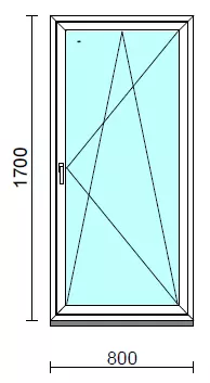 Bukó-nyíló ablak.   80x170 cm (Rendelhető méretek: szélesség 75- 84 cm, magasság 165-174 cm.)  New Balance 85 profilból