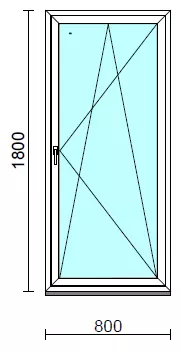 Bukó-nyíló ablak.   80x180 cm (Rendelhető méretek: szélesség 75- 84 cm, magasság 175-180 cm.)  New Balance 85 profilból