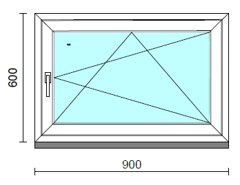 Bukó-nyíló ablak.   90x 60 cm (Rendelhető méretek: szélesség 85- 90 cm, magasság 55- 64 cm.)   Green 76 profilból