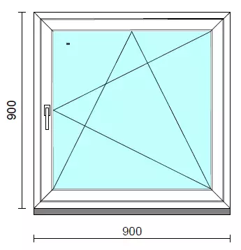 Bukó-nyíló ablak.   90x 90 cm (Rendelhető méretek: szélesség 85- 94 cm, magasság 85- 94 cm.) Deluxe A85 profilból