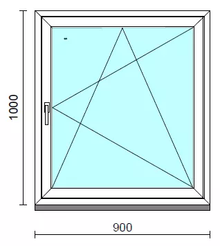 Bukó-nyíló ablak.   90x100 cm (Rendelhető méretek: szélesség 85- 94 cm, magasság 95-104 cm.) Deluxe A85 profilból