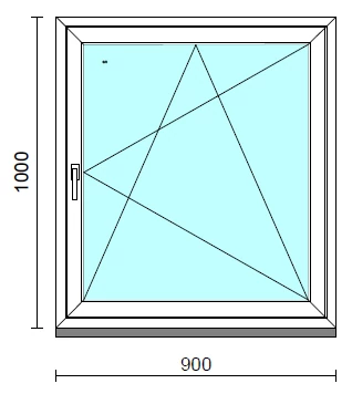 Bukó-nyíló ablak.   90x100 cm (Rendelhető méretek: szélesség 85- 94 cm, magasság 95-104 cm.)   Green 76 profilból