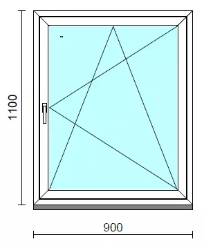Bukó-nyíló ablak.   90x110 cm (Rendelhető méretek: szélesség 85- 94 cm, magasság 105-114 cm.) Deluxe A85 profilból