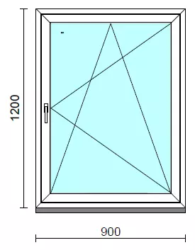 Bukó-nyíló ablak.   90x120 cm (Rendelhető méretek: szélesség 85- 94 cm, magasság 115-124 cm.) Deluxe A85 profilból