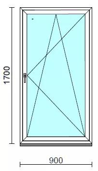 Bukó-nyíló ablak.   90x170 cm (Rendelhető méretek: szélesség 85- 94 cm, magasság 165-174 cm.)   Green 76 profilból