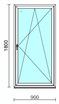 Bukó-nyíló ablak.   90x180 cm (Rendelhető méretek: szélesség 85- 94 cm, magasság 175-180 cm.)   Green 76 profilból