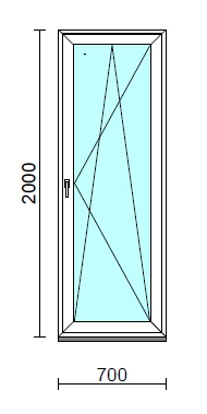 Bukó-nyíló erkélyajtó (befelé nyíló)   70x200 cm  New Balance 85 profilból