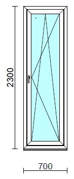 Bukó-nyíló erkélyajtó (befelé nyíló).   70x230 cm (Rendelhető méretek: szélesség 70-74 cm, magasság 225-234 cm.) Deluxe A85 profilból