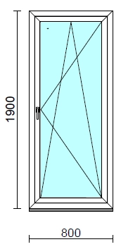 Bukó-nyíló erkélyajtó (befelé nyíló).   80x190 cm (Rendelhető méretek: szélesség 75-84 cm, magasság 185-194 cm.) Deluxe A85 profilból