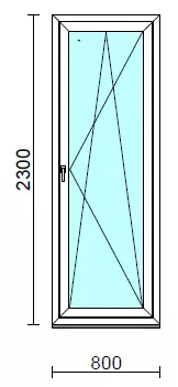 Bukó-nyíló erkélyajtó (befelé nyíló).   80x230 cm (Rendelhető méretek: szélesség 75-84 cm, magasság 225-234 cm.)  New Balance 85 profilból