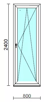 Bukó-nyíló erkélyajtó (befelé nyíló).   80x240 cm (Rendelhető méretek: szélesség 75-84 cm, magasság 235-240 cm.)  New Balance 85 profilból