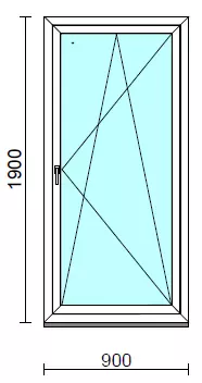 Bukó-nyíló erkélyajtó (befelé nyíló).   90x190 cm (Rendelhető méretek: szélesség 85-94 cm, magasság 185-194 cm.) Deluxe A85 profilból