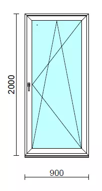 Bukó-nyíló erkélyajtó (befelé nyíló).   90x200 cm (Rendelhető méretek: szélesség 85-94 cm, magasság 195-204 cm.) Deluxe A85 profilból