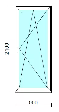 Bukó-nyíló erkélyajtó (befelé nyíló).   90x210 cm (Rendelhető méretek: szélesség 85-94 cm, magasság 205-214 cm.)  New Balance 85 profilból