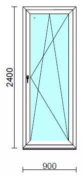Bukó-nyíló erkélyajtó (befelé nyíló).   90x240 cm (Rendelhető méretek: szélesség 85-94 cm, magasság 235-240 cm.)  New Balance 85 profilból