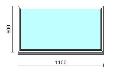 Fix ablak.  110x 60 cm (Rendelhető méretek: szélesség 105-114 cm, magasság 55-64 cm.) Deluxe A85 profilból