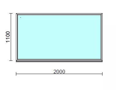 Fix ablak.  200x110 cm (Rendelhető méretek: szélesség 195-204 cm, magasság 105-114 cm.)   Green 76 profilból