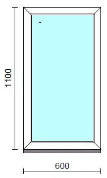 Fix ablak.   60x110 cm (Rendelhető méretek: szélesség 55-64 cm, magasság 105-114 cm.)   Green 76 profilból